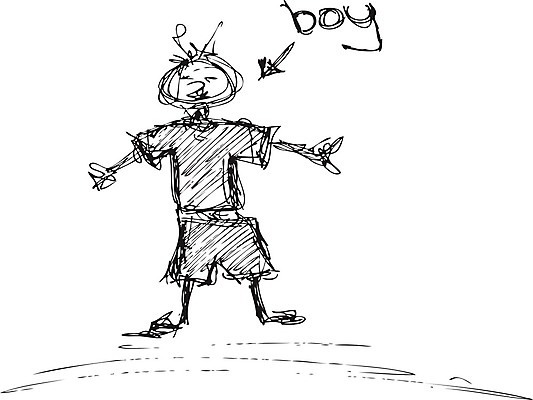 EPS 해외이미지 손 행복 무기 일러스트 반바지 서기 소년 연필 펜 오픈 거친 낙서 만화 스케치 해외202004 해외일러스트 남자 감정 어린이 바지 모션 학용품 미술 신체부위 필기구 파일형식 벡터 이미지허브