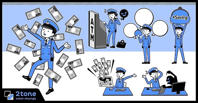 EPS 해외이미지 전신 남자 말풍선 일러스트 노동자 프레임 여러명 성인 파란색 세트 경찰 성인남자만 카피스페이스 해외202004 해외일러스트 직업 컬러 다수 사람 공백 남자만 성인만 파일형식 벡터 이미지허브