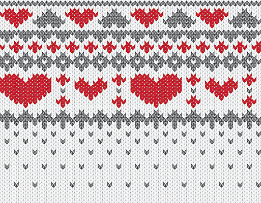EPS 해외이미지 디자인 패턴 일러스트 사람없음 빨간색 회색 하트 뜨개질 해외202004 해외일러스트 모양 컬러 무늬 취미 파일형식 벡터 이미지허브