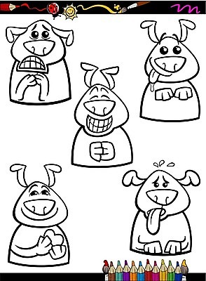 EPS 해외이미지 클립아트 동물 캐릭터 교육 행복 감정 일러스트 사랑 웃음 책 초록색 반려동물 검은색 유치원 흰색 하트 표현 뜨거움 개 강아지 호흡 무서움 만화 혀 배고픔 그림 땀 공포 페이지 이모티콘 마스코트 색칠공부 해외202004 해외일러스트 일러캐릭터 모양 컬러 포유류 표정 학습 색칠 입 파일형식 벡터 이미지허브