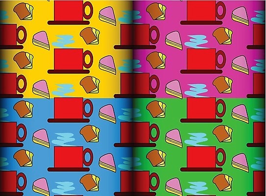 EPS 해외이미지 모양 디자인 커피 백그라운드 패턴 일러스트 벽지 추상 그래픽 장식 컬러풀 케이크 직물 해외202004 해외일러스트 음료 컬러 무늬 디저트 파일형식 벡터 이미지허브