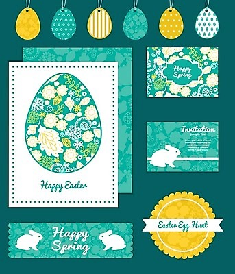 EPS 해외이미지 일러스트 부활절 세트 그룹 수집 부활절계란 초대 해외202004 해외일러스트 기념일 계란 파일형식 벡터 이미지허브