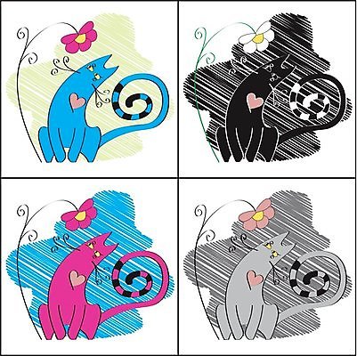 EPS 해외이미지 디자인 꽃 일러스트 세트 컬러풀 고양이 흰색 하트 4 고립 해외202004 해외일러스트 모양 식물 컬러 포유류 반려동물 숫자 파일형식 벡터 이미지허브