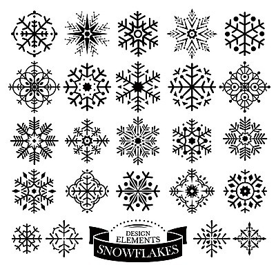 EPS 해외이미지 디자인 겨울 일러스트 눈꽃 사람없음 세트 검은색 눈송이 심볼 해외202004 해외일러스트 계절 컬러 눈_날씨 파일형식 벡터 이미지허브