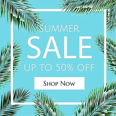 EPS 해외이미지 식물 배너 꽃잎 꽃 하늘색 백그라운드 잎 꽃무늬 일러스트 프레임 사람없음 쇼핑 세일 야자수잎 해외202004 해외일러스트 무늬 파란색 파일형식 벡터 이미지허브