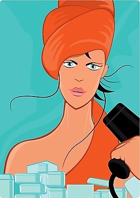 EPS 해외이미지 외관 여자 일러스트 아침 건조 파란색 수건 위생용품 스파 기계 청결 젖음 욕실 몸단장 벌거벗은 위생관리 해외202004 해외일러스트 주간 컬러 생활용품 관리 사람 위생 파일형식 벡터 이미지허브