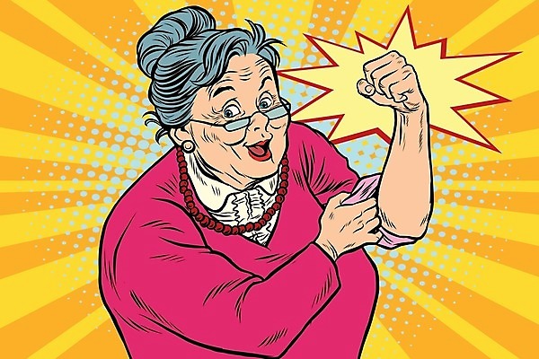 EPS 해외이미지 손 할머니 컨셉 일러스트 비즈니스 성공 미술 사람 성인 주먹 수확 업무 캔 만화 심볼 리더 복고 코믹 세대 옛날 정치 팝 항의 스타일 해외202004 해외일러스트 여자 노년 농업 모션 문화예술 신체부위 작업 파일형식 벡터 이미지허브