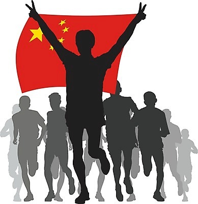 EPS 해외이미지 실루엣 스포츠 일러스트 건강 사람 중국 깃발 라이벌 달리기선수 승자 해외202004 해외일러스트 아시아 촬영기법 육상선수 파일형식 벡터 이미지허브