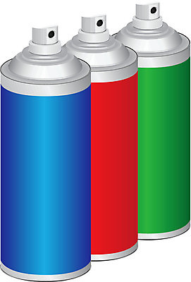 EPS 해외이미지 디자인 산업 일러스트 빨간색 초록색 파란색 세트 페인트 캔 컨테이너 오브젝트 그림 분무기 노즐 에어로졸 화학물질 해외202004 해외일러스트 컬러 화학 파일형식 벡터 이미지허브