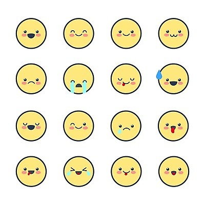 EPS 해외이미지 행복 감정 일러스트 표정 윙크 사람없음 노란색 눈감음 다양 슬픔 표현 울음 눈물 메롱 이모티콘 곤란 해외202004 땀흘리기 해외일러스트 컬러 다수 컨셉 모션 파일형식 벡터 이미지허브