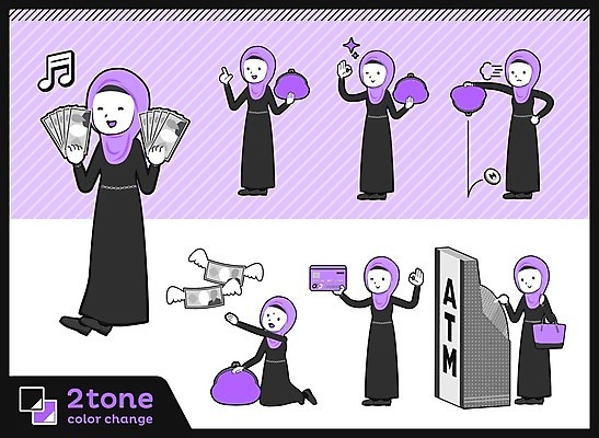 EPS 해외이미지 전신 여자 돈 일러스트 들기 여러명 성인 금융 경제 쇼핑 세트 보라색 동전 저축 신용카드 재산 OK 이슬람교 즐거움 동전지갑 ATM 중동인 성인여자만 해외202004 해외일러스트 외국인 감정 종교 컬러 다수 모션 사람 손짓 지갑 여자만 성인만 파일형식 벡터 이미지허브