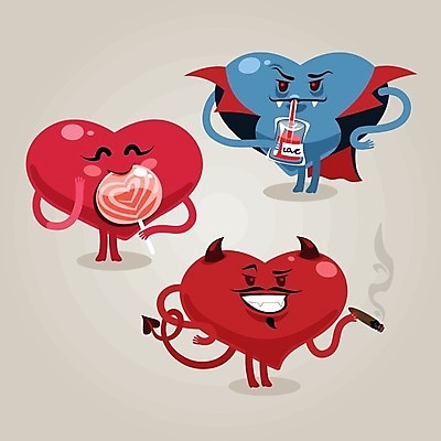 EPS 해외이미지 일러스트 막대사탕 사람없음 하트 악마 먹기 흡혈귀 하트캐릭터 해외일러스트 일러캐릭터 모양 캐릭터 모션 사탕 파일형식 벡터 이미지허브