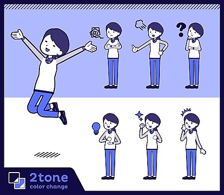 EPS 해외이미지 전신 여자 생각 일러스트 아이디어 여러명 성인 파란색 세트 팔짱 점프 놀람 분노 물음표 꾸지람 종업원 직원 서비스 호기심 판매원 성인여자만 해외202004 해외일러스트 직업 기호 감정 컬러 다수 컨셉 모션 표정 사람 체벌 여자만 성인만 파일형식 벡터 이미지허브