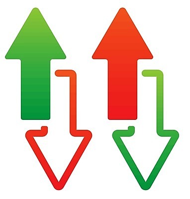 EPS 해외이미지 모양 컨셉 2 일러스트 비즈니스 화살 바닥 들기 그래픽 빨간색 세로 초록색 성장 가을 가리킴 시장 정상 주식 하락 방향 상승 이익 반대 고립 줄이기 해외202004 해외일러스트 계절 컬러 모션 손짓 금융 파일형식 벡터 이미지허브