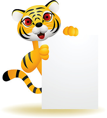 EPS 해외이미지 동물 배너 백그라운드 일러스트 프레임 서기 들기 사람없음 노란색 공백 흰색 호랑이 카툰스타일 해외202004 해외일러스트 컬러 포유류 모션 파일형식 벡터 이미지허브