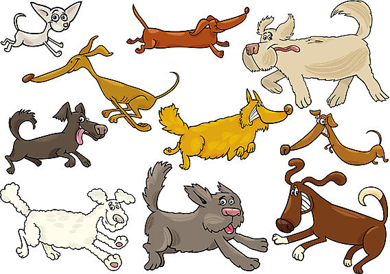 EPS 해외이미지 캐릭터 일러스트 사람없음 반려동물 세트 달리기 갈색 귀여움 개 만화 해외일러스트 일러캐릭터 동물 컬러 컨셉 포유류 모션 파일형식 벡터 이미지허브