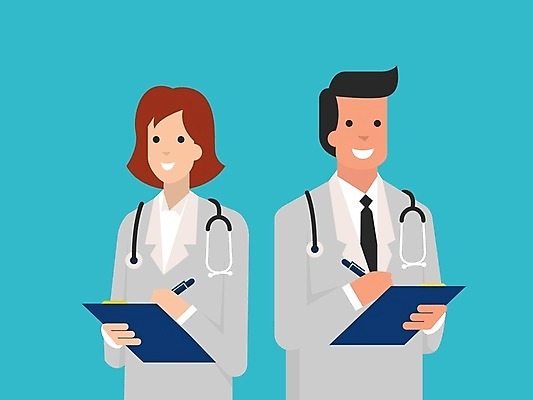 EPS 해외이미지 직업 캐릭터 디자인 행복 유니폼 2 일러스트 청진기 노동자 건강 병원 펜 의사 실험복 플랫 만화 동료 서비스 서류판 조언 해외202004 해외일러스트 일러캐릭터 옷 감정 의학 관계 의료기기 필기구 사무용품 의료진 가운 파일형식 벡터 이미지허브