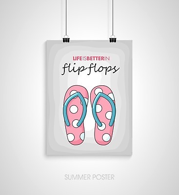 EPS 해외이미지 디자인 포스터 일러스트 매달리기 글자캘리그라피 사람없음 회색 쪼리 서류집게 해외202004 해외일러스트 컬러 캘리그라피 모션 집게 샌들 파일형식 벡터 이미지허브