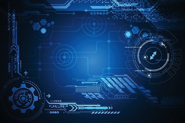 EPS 해외이미지 디자인 컨셉 일러스트 추상 미래 사람없음 그래픽 파란색 디지털 톱니바퀴 해외202004 해외일러스트 컬러 무늬 파일형식 벡터 이미지허브