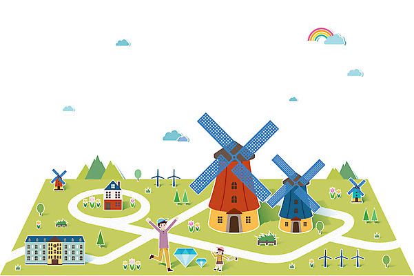 전신 나무 식물 구름 시설물 건축물 여자 남자 꽃 딸 길 어린이 여행 무지개 일러스트 가족 휴가 산 주택 서기 사람 소녀 잔디 성인 두명 관광지 세계 풍차 세계여행 아빠 보석 네덜란드 풍력발전소 다이아몬드 팝업일러스트 부녀 국내일러스트 AI파일 자연요소 건축 유럽 관계 모션 건물 발전소 풍력에너지 광석 파일형식 벡터