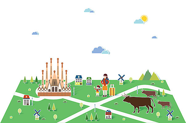 전신 나무 식물 동물 구름 건축물 여자 딸 길 어린이 여행 일러스트 가족 엄마 휴가 산 주택 서기 사람 소녀 잔디 초원 성인 두명 관광지 세계 태양 여행가방 풍차 세계여행 성 소 스페인 팝업일러스트 여자만 국내일러스트 AI파일 자연요소 건축 유럽 가방 포유류 관계 모션 건물 파일형식 벡터