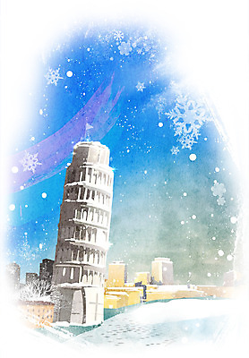 PSD 건축물 계절 백그라운드 겨울 일러스트 풍경 사람없음 탑 추위 눈 피사의사탑 눈내림 겨울배경 국내일러스트 자연요소 건축 날씨 눈_날씨 이탈리아 세계문화유산 파일형식