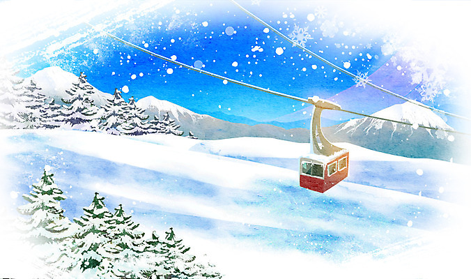 PSD 나무 식물 계절 교통수단 백그라운드 겨울 일러스트 산 풍경 사람없음 추위 눈 케이블카 겨울배경 국내일러스트 자연요소 교통 날씨 파일형식