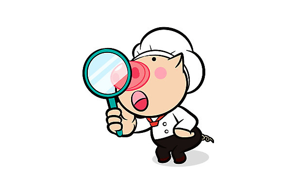 캐릭터 동물캐릭터 일러스트 홍보캐릭터 돋보기 요리사모자 육류 돼지고기 들기 사람없음 요식업 관찰 돼지 조리복 삼겹살 돼지캐릭터 일러캐릭터 AI파일 동물 모자_잡화 산업 유니폼 식재료 포유류 모션 요리사 파일형식 벡터