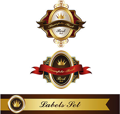 모양 문양 리본 상징 백그라운드 스티커 무늬 일러스트 텍스트 왕관 사람없음 세트 꼬리표 라벨 끈 최고 심볼 배지 국내일러스트 AI파일 프레임 파일형식 벡터