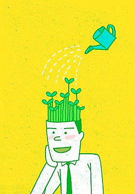 PSD 남자 백그라운드 생각 일러스트 비즈니스 상상 물줄기 한명 웃음 사람 정장 상반신 성인 새싹 물뿌리개 직장인 비즈니스맨 남자만 남자한명만 성인남자만 성인만 국내일러스트 식물 직업 1 옷 표정 물 파일형식