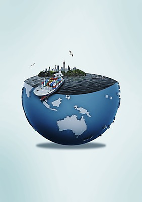 PSD 편집 편집이미지 지구 바다 섬 비즈니스 갈매기 조류 빌딩 해변 사람없음 건물 물 글로벌 지구본 3D 글로벌비즈니스 도시 화물선 무역 반구 교역 수입 선박 이미지편집 편집3D 자연요소 동물 건축물 산업 수상교통 배_교통 원형 디지털합성 파일형식