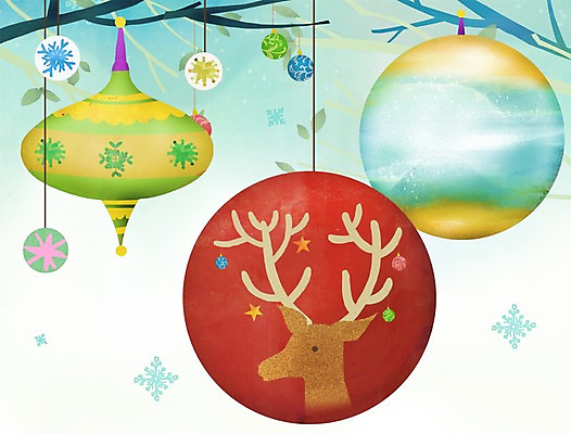 PSD 나무 식물 동물 계절 백그라운드 겨울 일러스트 사슴 풍경 사람없음 장식 추위 방울 나뭇가지 겨울배경 국내일러스트 포유류 파일형식