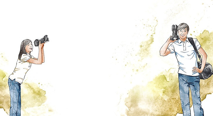 PSD 직업 학생 라이프스타일 여자 교육 남자 대학생 가방 일러스트 서기 웃음 들기 사람 상반신 두명 라이프 카메라 사진촬영 구직 체험 목표 계획 사진사 대학교 열정 기념사진 국내일러스트 잡화 감정 컨셉 학교 모션 표정 생활 전자제품 촬영 작가 파일형식