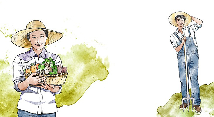 전신 PSD 직업 학생 라이프스타일 여자 교육 남자 대학생 농업 채소 일러스트 서기 웃음 들기 사람 두명 라이프 바구니 버섯 당근 구직 체험 목표 계획 농부 브로콜리 농기구 대학교 밀짚모자 고구마 열정 곡괭이 국내일러스트 모자_잡화 감정 산업 컨셉 학교 모션 뿌리채소 표정 생활 파일형식