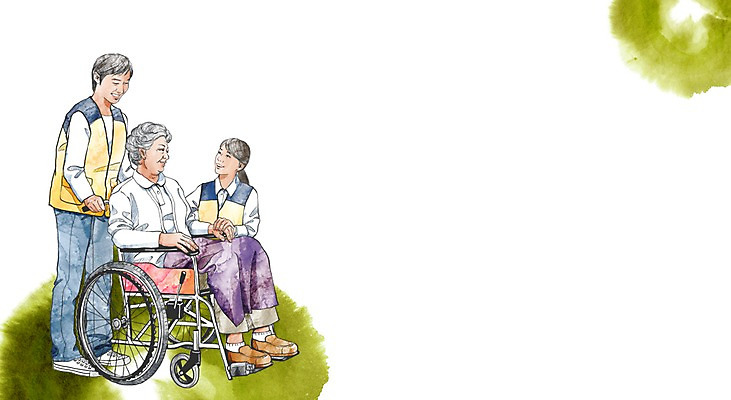 PSD 직업 학생 라이프스타일 여자 교육 노년 남자 할머니 대학생 일러스트 웃음 사람 성인 라이프 세명 구직 봉사 체험 목표 계획 간호 사회복지 복지 휠체어 대학교 노인복지 열정 노인만 성인만 국내일러스트 감정 컨셉 학교 표정 생활 도움 사회이슈 파일형식