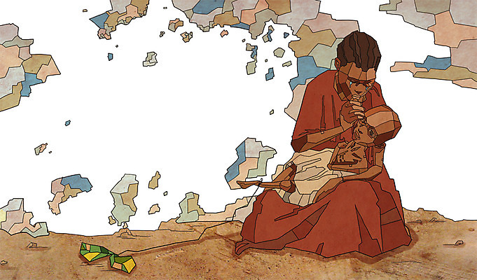 전신 PSD 식물 여자 남자 아들 어린이 일러스트 아프리카 엄마 나뭇잎 사람 앉기 두명 슬픔 기도 위험 가난 사회이슈 기아 사회복지 복지 눈물 손모으기 난민 고아 영양실조 구호활동 국내일러스트 감정 나라 컨셉 잎 가족 모션 손짓 파일형식