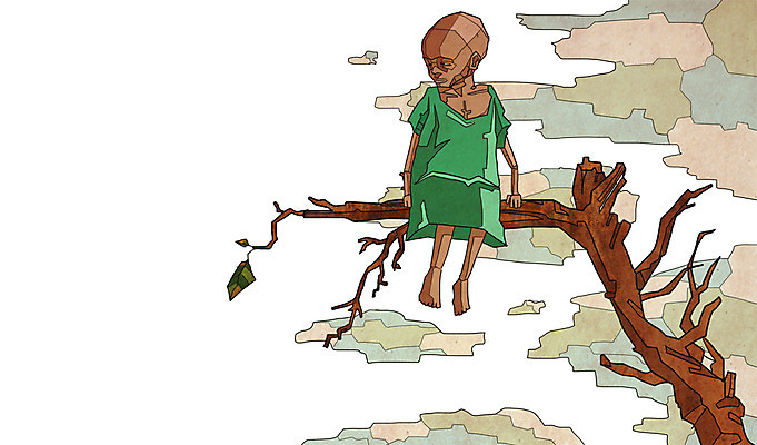 전신 PSD 나무 식물 남자 어린이 일러스트 아프리카 나뭇잎 한명 사람 앉기 소년 슬픔 위험 가난 사회이슈 기아 사회복지 복지 난민 고아 영양실조 남자만 남자한명만 어린이만 소년만 소년한명만 구호활동 국내일러스트 1 감정 나라 컨셉 잎 모션 파일형식