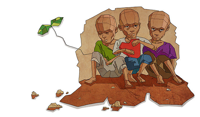 전신 PSD 식물 남자 어린이 일러스트 나뭇잎 사람 앉기 소년 세명 슬픔 위험 가난 사회이슈 기아 사회복지 복지 난민 고아 영양실조 남자만 어린이만 소년만 구호활동 국내일러스트 감정 컨셉 잎 모션 파일형식