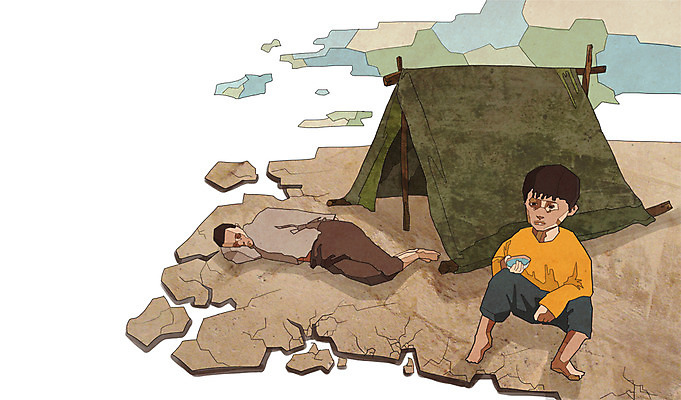 전신 PSD 남자 어린이 일러스트 사람 앉기 소년 두명 물 눕기 슬픔 봉사 위험 가난 사회이슈 기아 사회복지 복지 천막 물부족 난민 고아 영양실조 남자만 어린이만 소년만 구호활동 국내일러스트 자연요소 감정 컨셉 모션 도움 파일형식