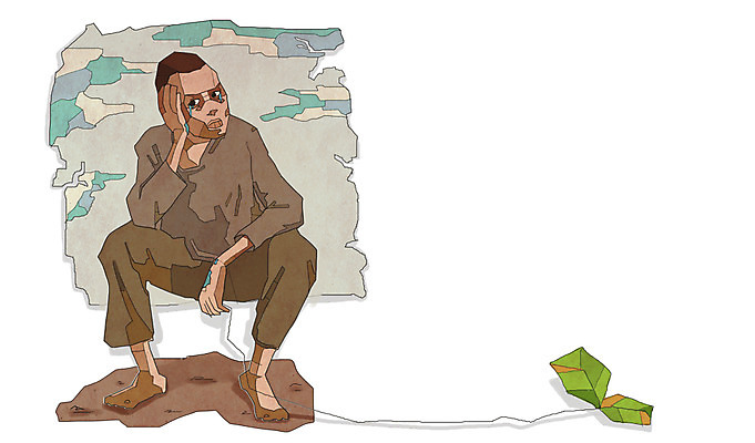 전신 PSD 식물 남자 어린이 일러스트 나뭇잎 한명 사람 앉기 소년 슬픔 울음 위험 가난 사회이슈 기아 사회복지 복지 눈물 난민 고아 영양실조 남자만 남자한명만 어린이만 소년만 소년한명만 구호활동 국내일러스트 1 감정 컨셉 잎 모션 표정 파일형식