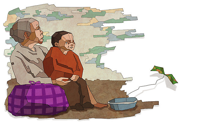 전신 PSD 식물 그릇 여자 노년 남자 할머니 어린이 가방 일러스트 손자 나뭇잎 사람 앉기 소년 성인 두명 슬픔 울음 위험 가난 사회이슈 기아 사회복지 복지 눈물 보따리 난민 영양실조 구호활동 국내일러스트 식기 잡화 감정 컨셉 잎 모션 표정 손주 파일형식