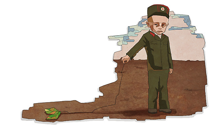 전신 PSD 식물 남자 어린이 유니폼 일러스트 나뭇잎 한명 서기 사람 소년 군인 슬픔 위험 가난 사회이슈 기아 사회복지 복지 군복 난민 고아 북한 영양실조 남자만 남자한명만 어린이만 소년만 소년한명만 구호활동 국내일러스트 직업 1 옷 감정 아시아 컨셉 잎 모션 국군 파일형식