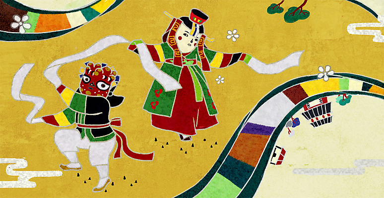 전신 PSD 나무 식물 캐릭터 한국문화 한국전통 전통 건축물 옷 여자 남자 전통문화 문화 백그라운드 일러스트 전통캐릭터 주택 가면 서기 사람 성인 두명 전통놀이 춤 전통의상 한복 즐거움 탈춤 탈 가면극 성인만 국내일러스트 일러캐릭터 동양문화 건축 감정 모션 놀이 문화예술 한국 건물 전통공연 전통무용 연극 파일형식