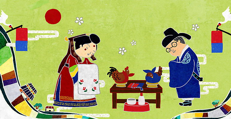 전신 PSD 동물 캐릭터 한국문화 한국전통 전통 건축물 옷 여자 남자 전통문화 문화 신부 신랑 결혼 백그라운드 술잔 일러스트 전통캐릭터 주택 서기 사람 성인 두명 태양 인사 닭 전통의상 한복 즐거움 전통혼례 성인만 국내일러스트 일러캐릭터 자연요소 동양문화 건축 감정 모션 조류 잔 한국 이벤트 건물 예절 전통의례 파일형식