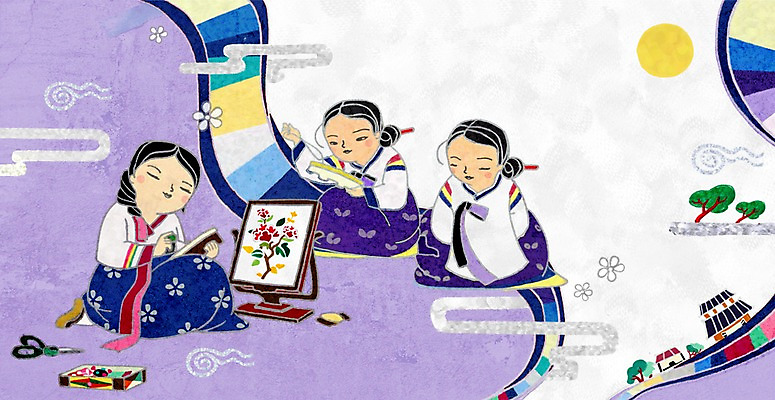 전신 PSD 나무 식물 캐릭터 한국문화 한국전통 전통 건축물 옷 여자 전통문화 문화 백그라운드 일러스트 전통캐릭터 주택 가위 사람 앉기 성인 세명 숫자 보름달 달 바늘 바느질도구 전통의상 한복 바느질 즐거움 자수 여자만 성인여자만 성인만 국내일러스트 일러캐릭터 자연요소 문자 동양문화 건축 감정 모션 문구용품 한국 건물 도구 오브젝트 파일형식