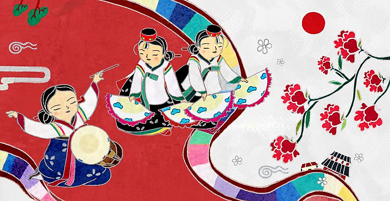 전신 PSD 나무 식물 캐릭터 한국문화 한국전통 전통 건축물 옷 여자 꽃 전통문화 문화 악기 백그라운드 연주 일러스트 전통캐릭터 주택 서기 사람 성인 세명 태양 춤 부채 전통의상 한복 즐거움 전통무용 장구 부채춤 여자만 성인여자만 성인만 국내일러스트 일러캐릭터 자연요소 동양문화 건축 감정 음악 모션 문화예술 타악기 한국 국악기 건물 전통공연 파일형식