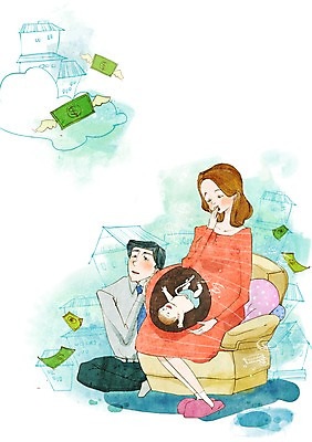 전신 PSD 구름 부부 커플 여자 남자 쿠션 지폐 돈 의자 일러스트 남편 주택 사람 앉기 성인 두명 금융 경제 소파 임산부 임신 아기 아내 출산 가난 고민 푸어족 부족 낭비 과소비 국내일러스트 자연요소 감정 가구 컨셉 관계 모션 건물 재산 소비 신조어 파일형식