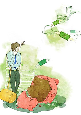 전신 PSD 남자 지폐 돈 일러스트 한명 서기 사람 성인 건물 금융 경제 손상 저축 돼지저금통 저금통 비즈니스맨 망치 가난 푸어족 부족 낭비 과소비 남자만 남자한명만 성인남자만 성인만 금융의날 국내일러스트 1 건축물 컨셉 비즈니스 모션 공구 직장인 재산 소비 신조어 파일형식 법정기념일