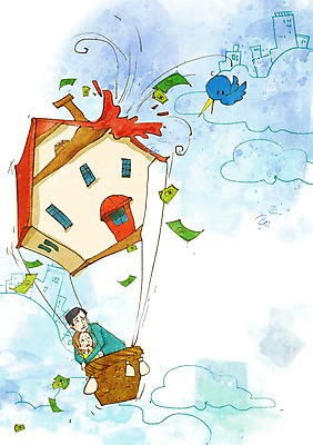 PSD 건축물 부부 커플 여자 남자 지폐 돈 일러스트 조류 주택 사람 상반신 성인 금융 경제 열기구 가난 풍선 푸어족 부족 낭비 과소비 성인만 국내일러스트 동물 건축 컨셉 관계 항공교통 건물 재산 소비 신조어 파일형식