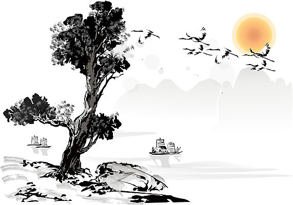 나무 식물 동물 한국문화 한국전통 전통 전통문화 호수 백그라운드 일러스트 자연 조류 새해 산 수묵화 사람없음 강 태양 학 돌_바위 바위 동양화 한국화 선박 국내일러스트 AI파일 자연요소 동양문화 문화 수상교통 한국 미술 생태계 파일형식 벡터